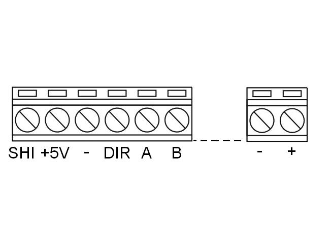 COLLEGAMENTI Smontare il pannello per accedere ai morsetti interni. SHI = Collegare la schermatura dei cavi di collegamento. + 5V = Non utilizzato. - = Collegare al - degli altri dispositivi di rete.
