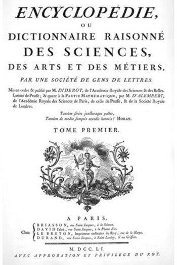 Per diffondere le conquiste della scienza, della tecnica e della filosofia, Diderot e D Alembert crearono l Encyclopedie.Essa era composta da tanti volumi divisi per argomenti.