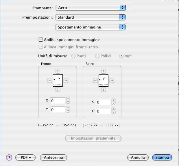 STAMPA DA COMPUTER MAC OS X 25 19 Per spostare l immagine stampata sulla pagina, selezionare Spostamento immagine dal menu a discesa