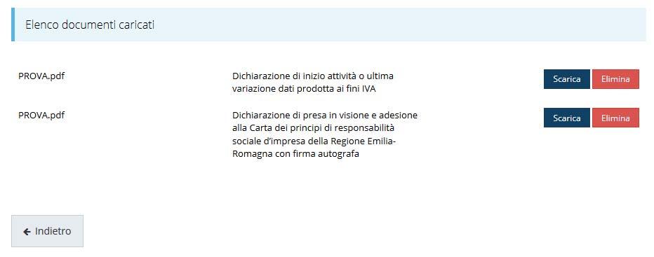 Figura 48 - Inserimento documenti Completato l inserimento dei documenti la pagina di inserimento si presenterà come in Figura 49 e la voce Gestione allegati richiesta nel Dettaglio richiesta