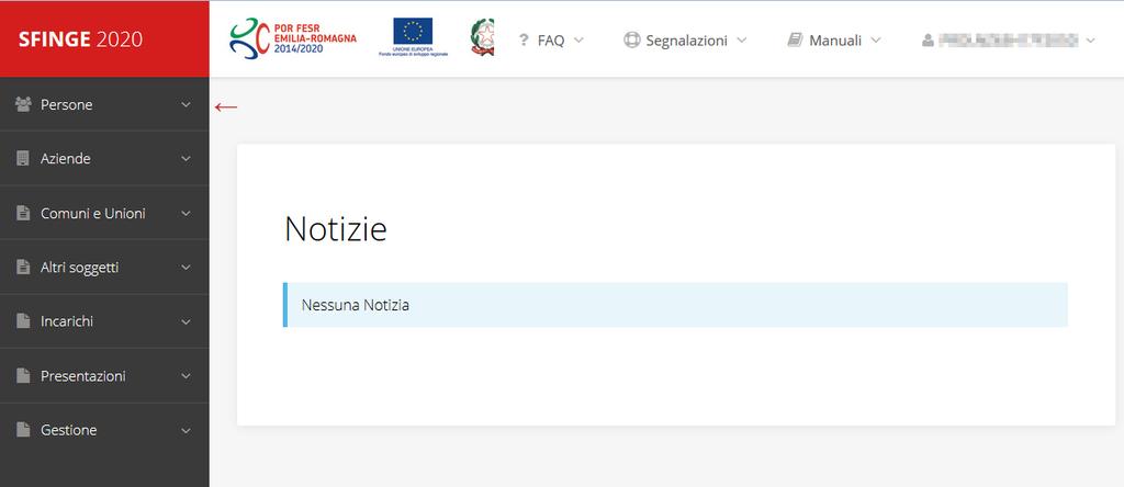 Figura 2 - Home page di Sfinge2020 2.