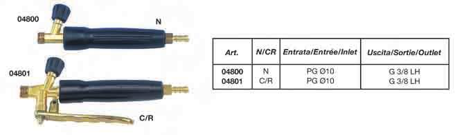 saldatori blowtorches 04800-04801 Impugnatura normale (N) e con rapido (C/R) Serie E.