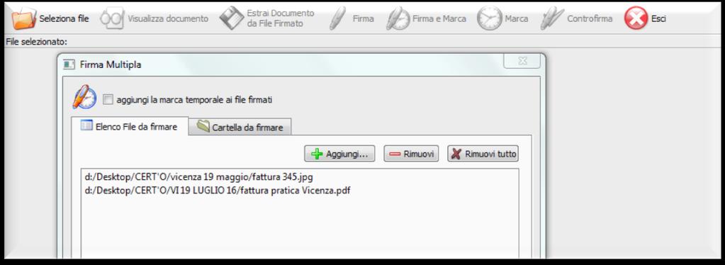 files da firmare o aggiungere più files da