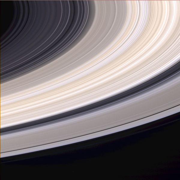 Gli anelli iniziano ad un'altezza di circa 6600 km dalla sommità delle nubi di Saturno e si estendono fino a 120 000 km, poco meno di un terzo della distanza TerraLuna.