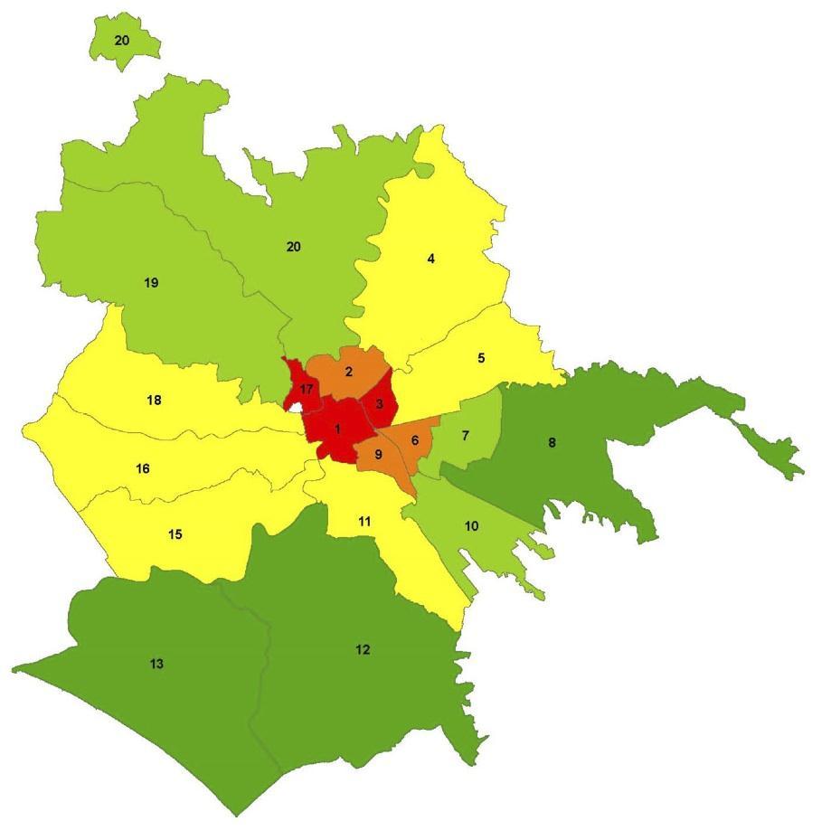 DIFFERENZE TERRITORIALI rapporto tra anziani e bambini fonte: Roma Capitale