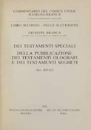 14. Branca Giuseppe, Dei testamenti ordinari. Art.