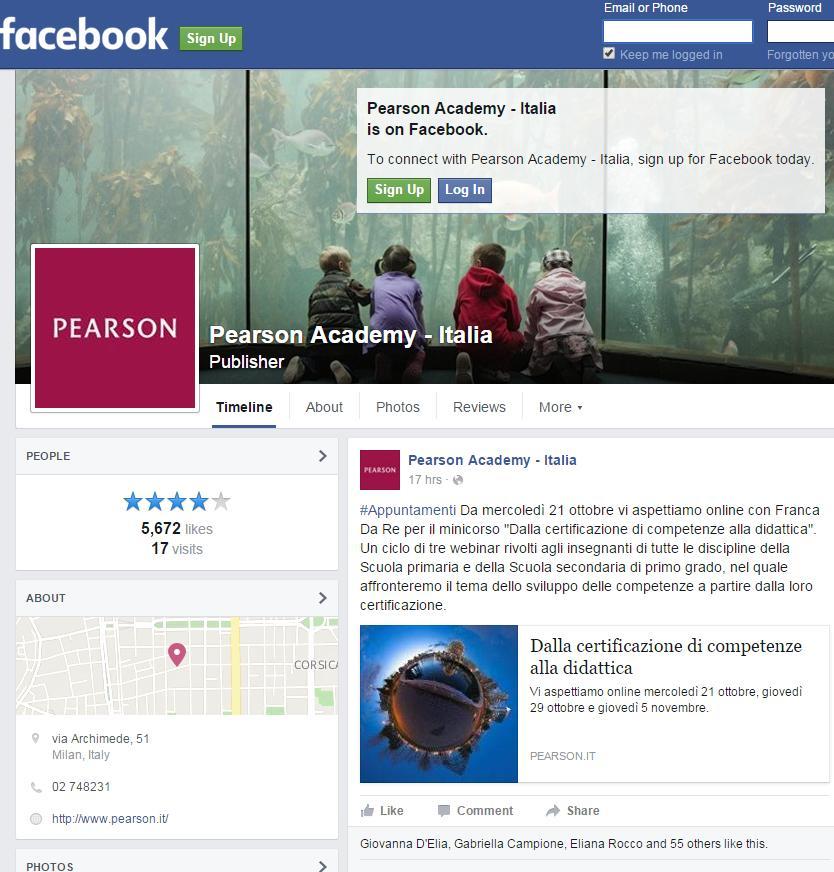 Pearson Academy su Facebook Se avete suggerimenti o suggestioni che volete