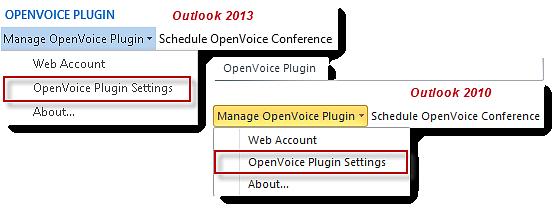 3. Nella finestra OpenVoice Plug-in Settings (Impostazioni del plugin OpenVoice), immettere l'indirizzo e-mail dell'organizzatore e la password assegnata