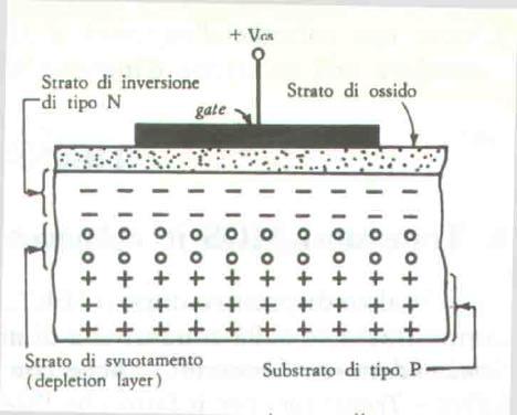 Se consideriamo l effetto complessivo delle due batterie, abbiamo che la tensione fra il gate e i punti del canale diminuisce sempre più avvicinandosi al drain per cui il canale non avrà sempre la