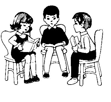 Stimolare il bambino ad una frase del tipo: Stimolare il bambino ad una frase del tipo: Vedo tre bambini che, seduti in cerchio, leggono a turno dei libri.