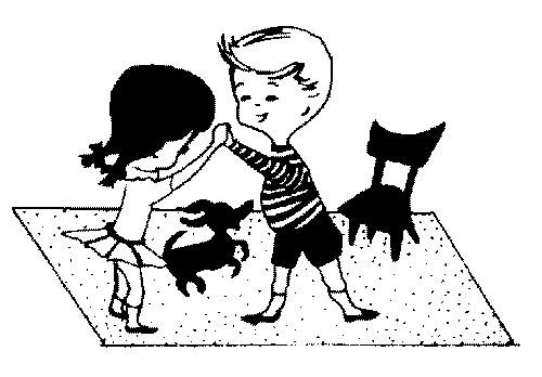 Stimolare il bambino ad una frase del tipo: Stimolare il bambino ad una frase del tipo: Vedo due bambini ed un cane che ballano felici al suono di una musichetta.