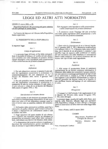 55 del 21 Marzo 2005: Disposizioni finalizzate alla prevenzione del gozzo