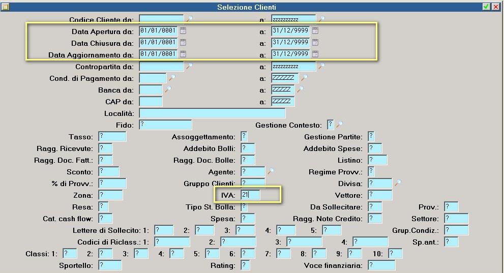 2.3 VARCLI VARFOR Al fine di allineare le tabelle è necessario fare anche una verifica sulle anagrafiche clienti e fornitori, per modificare la percentuale del 21%