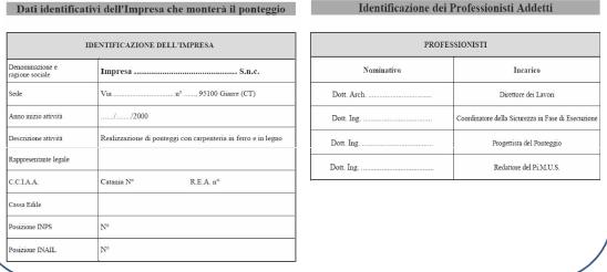 2). Identificazione del datore di lavoro che procederà alle operazioni di montaggio e/o trasformazione e/o smontaggio del ponteggio a. Impresa b.