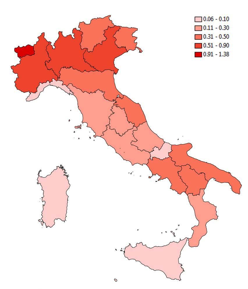 Incidenza media 0,38/100.000 SEU in Italia: 1988-2011 n o.