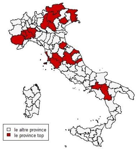 Le prime 20 province con il maggior numero di produttori