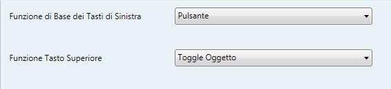 Per effettuare On/Off ciclici con pulsante. Funzione Tasto Toggle Oggetto Ad ogni pressione del pulsante verranno inviati in sequenza On/Off/On ecc.