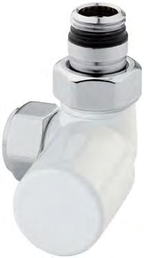 White angle radiator valve with