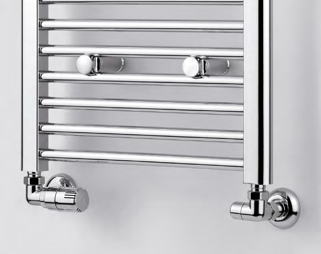 termostatizzabile ad angolo cromata, manopola in ottone Chromium-plated angle radiator valve with