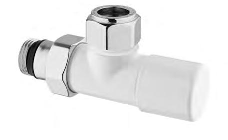 bianca White angle radiator valve whit thermostatic option Valvola termostatizzabile bianca con comando orizzontale, manopola in ottone White thermostatic
