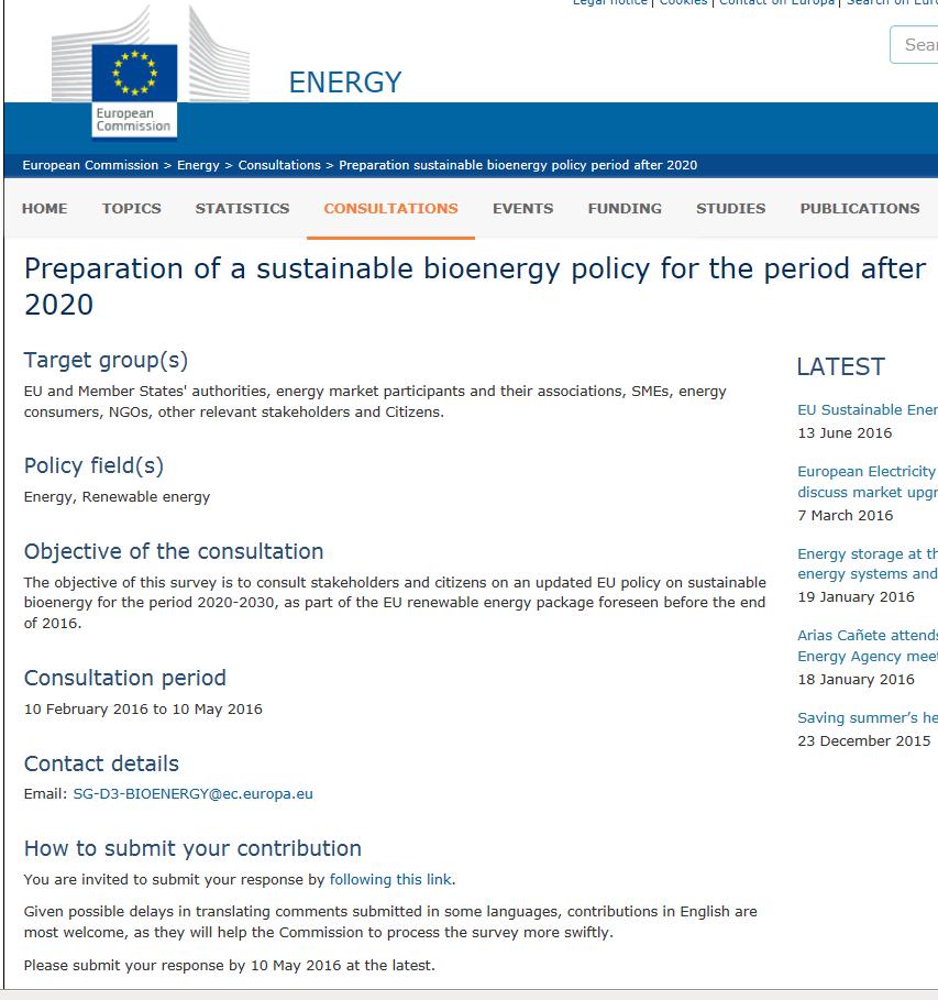 EU bioenergy sustainability share your views!