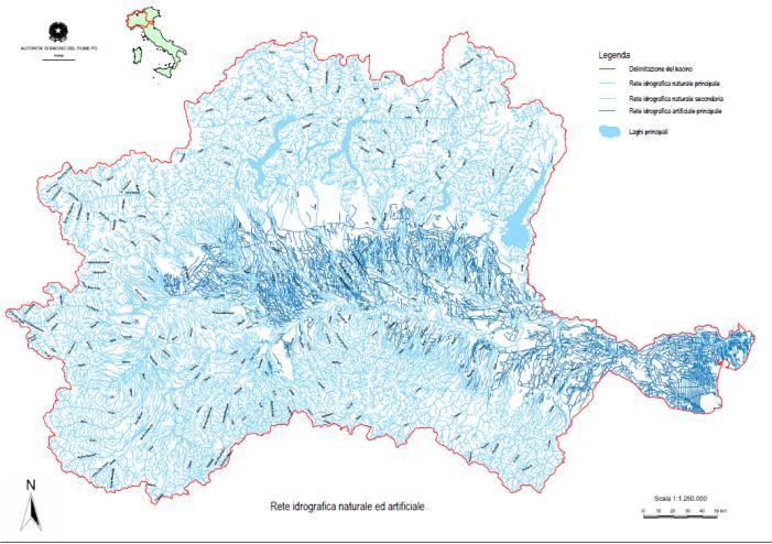 Le dimensioni del reticolo idrografico Al fine di garantire il necessario e richiesto coordinamento con la Direttiva 2000/60/CE, la definizione del reticolo idrografico per la mappatura della