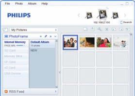 com ENota Accertarsi che Philips PhotoFrame Manager sia installato sul PC. Controllare che PhotoFrame e il PC siano connessi a Internet.