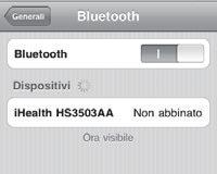 del dispositivo. Selezionare il nome del modello ihealth HS3xxxxxx per effettuare la sincronizzazione e connettere.