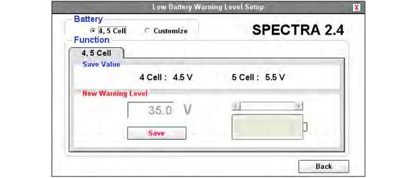 Funzione di Allerta Batteria Scarica (Low Battery Warning LBW) SPECTRA 2.4 Quando l HPP-22 è collegato al modulo Spectra 2.