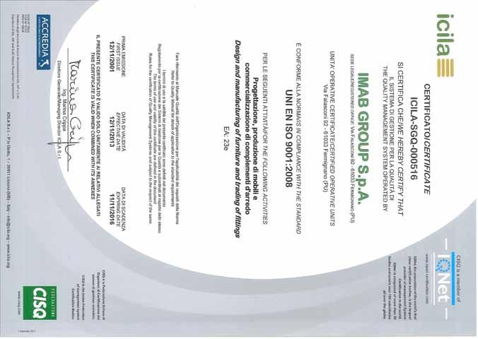 CERTIFICAZIONI DEL PRODOTTO / PRODUCT CERTIFICATIONS CONSORZIO DEL PANNELLO ECOLOGICO srl 43100 Parma