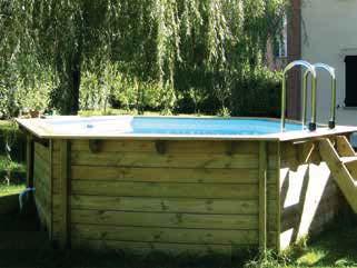 PISCINE IN LEGNO ONDA NEW Struttura in legno nordico Spessore della parete 4,5 cm Larghezza del bordo 29,5 cm Pretrattamento del legno in autoclave classe