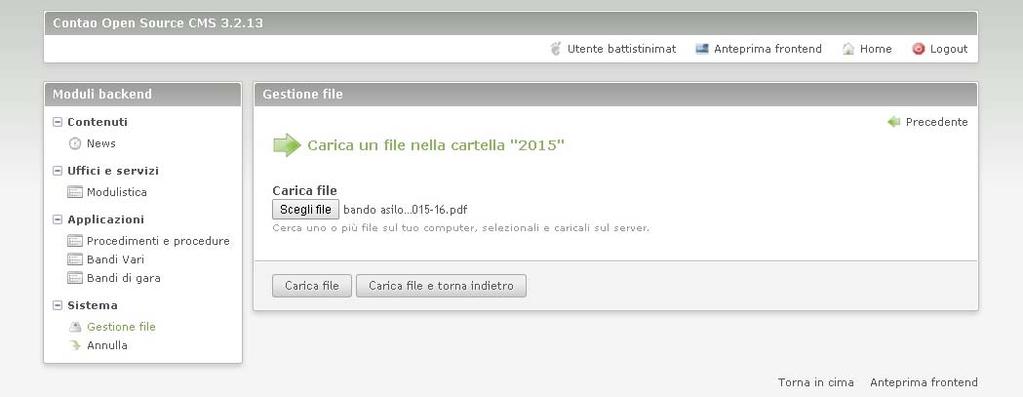 Se vogliamo caricare più file, selezioniamoli