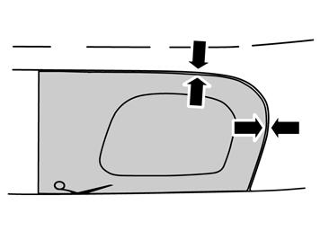 26A Illustrazione A Sistemare la sagoma nell'angolo dello stampo della guaina del paraurti e adattarla contro il lato superiore del bordo destro.
