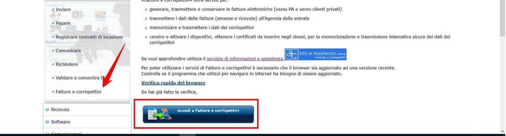 principale scegliere nella sezione Dati Fatture e Comunicazioni