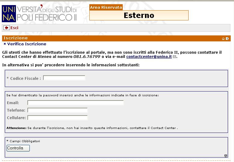 cliccare sul pulsante [Hai dimenticato la password] presente nella pagina iniziale del portale: Riempire le voci indicate nella scheda che compare e premere il pulsante [Controlla].