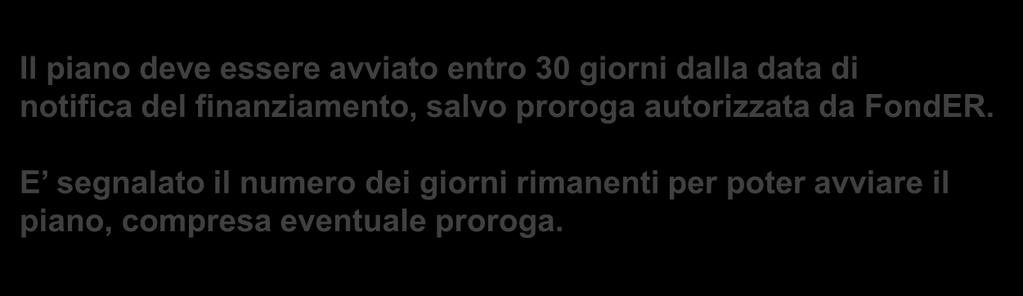 La prima azione da fare per avviare la gestione del Piano è