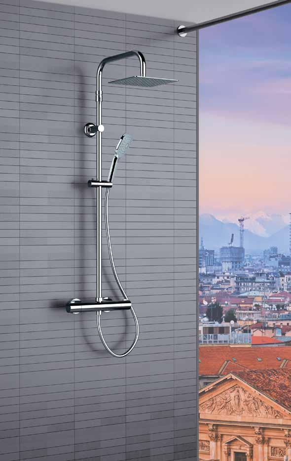 WELLNESS COLONNE DOCCIA TELESCOPICHE TERMOSTATICHE THERMOSTATIC TELESCOPIC SHOWER COLUMN MIN. 120 cm - MAX 150 cm - A256 Colonna doccia in ottone cromato telescopica quindi estensibile.