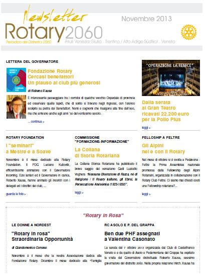 NOTIZIE DAL DISTRETTO http://newsrotary2060.