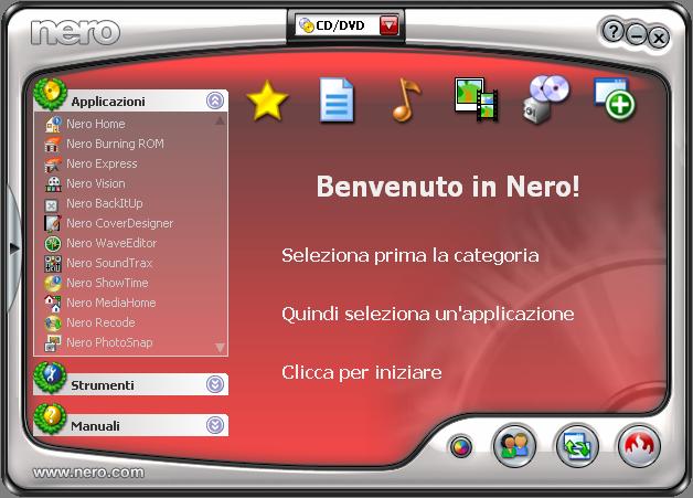 Avvio del programma 3 Avvio del programma 3.1 Avvio di Nero Home tramite Nero StartSmart Procedere come segue per avviare Nero Home tramite Nero StartSmart: 1. Fare clic sull'icona di Nero StartSmart.