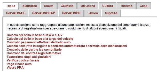 Accedo ai servizi Repertorio dei servizi on line in un unica pagina i principali venti servizi previsti dagli