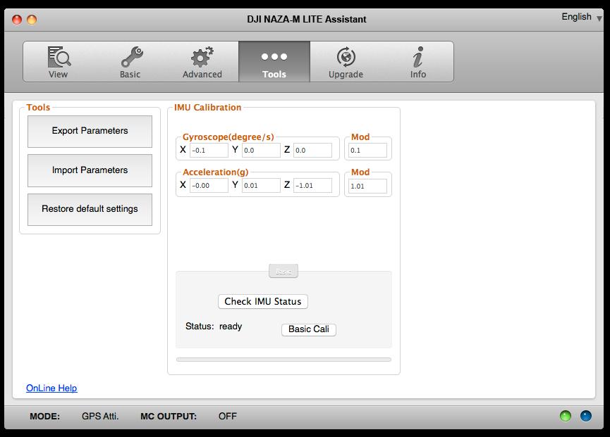 Setup NAZA Tools Effettuare