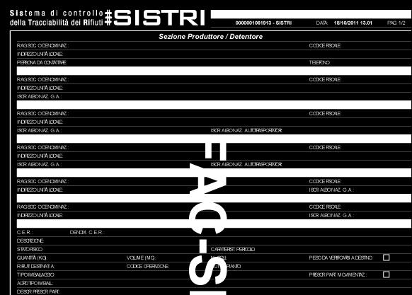 Codice identificativo Scheda SISTRI e data di creazione 4 Per riconciliare una Scheda SISTRI in bianco è necessario selezionare il collegamento Moduli in bianco per schede