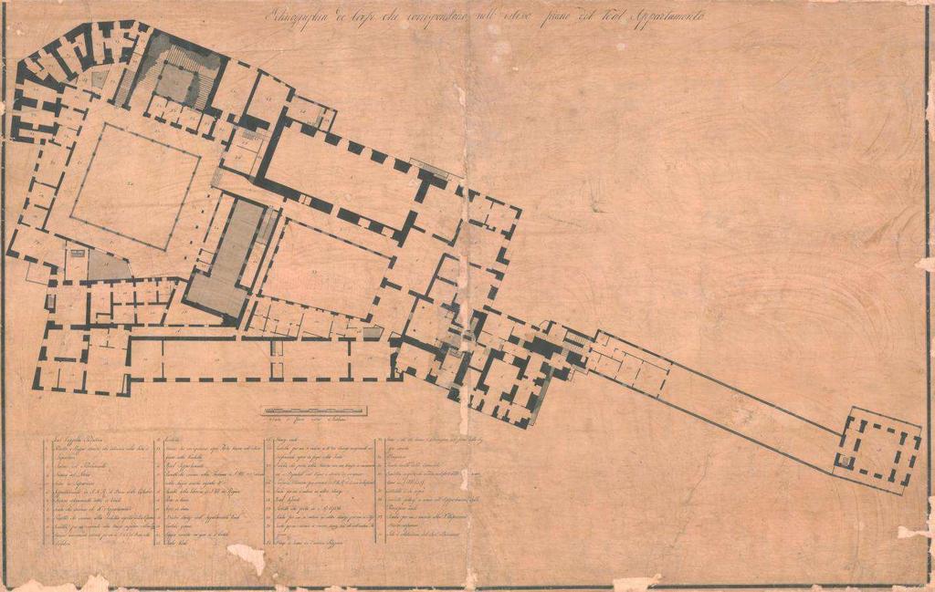 Tav. VIII. Ichnographia de corpi che corrispondono nell istesso piano del Real Appartamento Scala di Canne undici Siciliane 1. Reale Cappella Palatina 2.