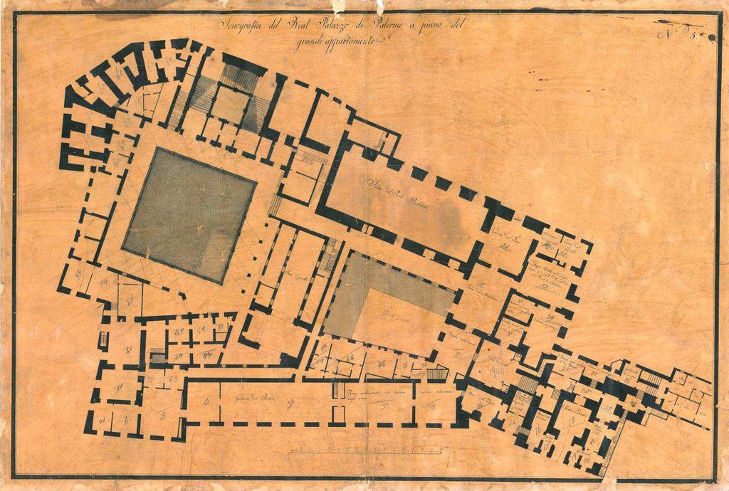 6. Stanze di passaggio che conducono a diversi quartini 7. Quartino vuoto che ha la sua introduzione dalla lettera a.a. 8. Stanze vuote 9.