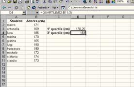 I quartili si determinano mediante le funzioni QUARTILE [QUARTILE] e PERCENTILE [PERCENTILE].