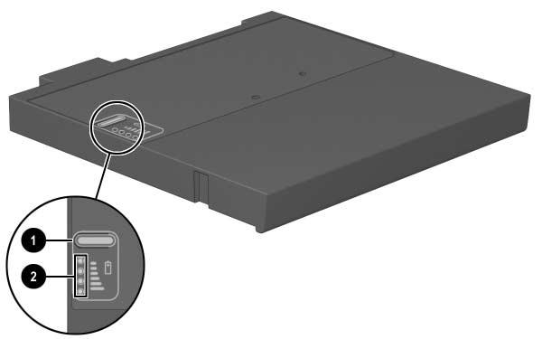 Batteria Visualizzazione delle informazioni di carica su una batteria MultiBay Tramite la funzione di controllo veloce è possibile stabilire la percentuale di carica di una batteria anche se questa