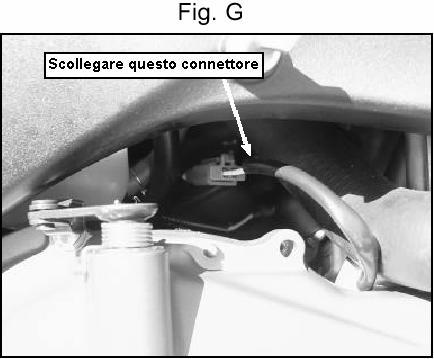 12) Localizzare il connettore rosso collegato al cablaggio che fuoriesce dal coperchio carter (Fig.