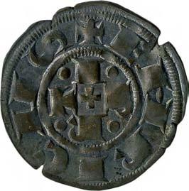 Stato della Chiesa Emissioni comunali a nome di Enrico VI imperatore (1191-1337) 53. Bolognino grosso, 1306-1307 Argento g 1,49 mm 19,52 inv.