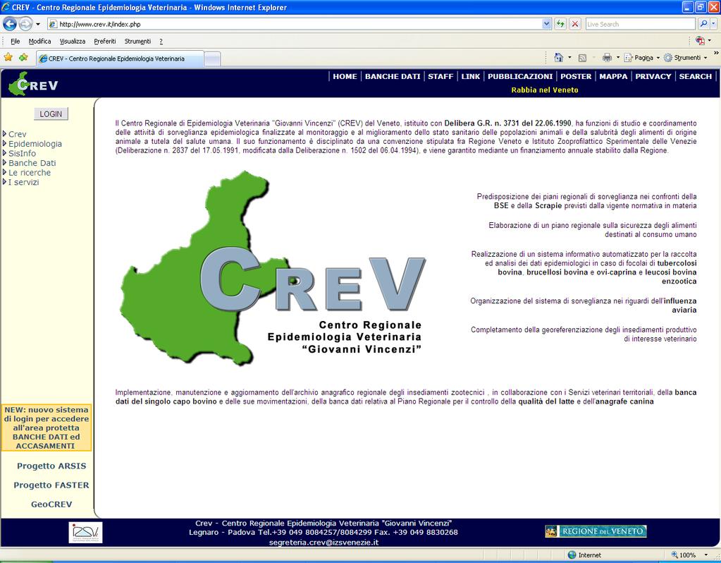 ACCESSO STATISTICHE DAL SITO CREV: Per accedere alle statistiche disponibili sul sito www.crev.