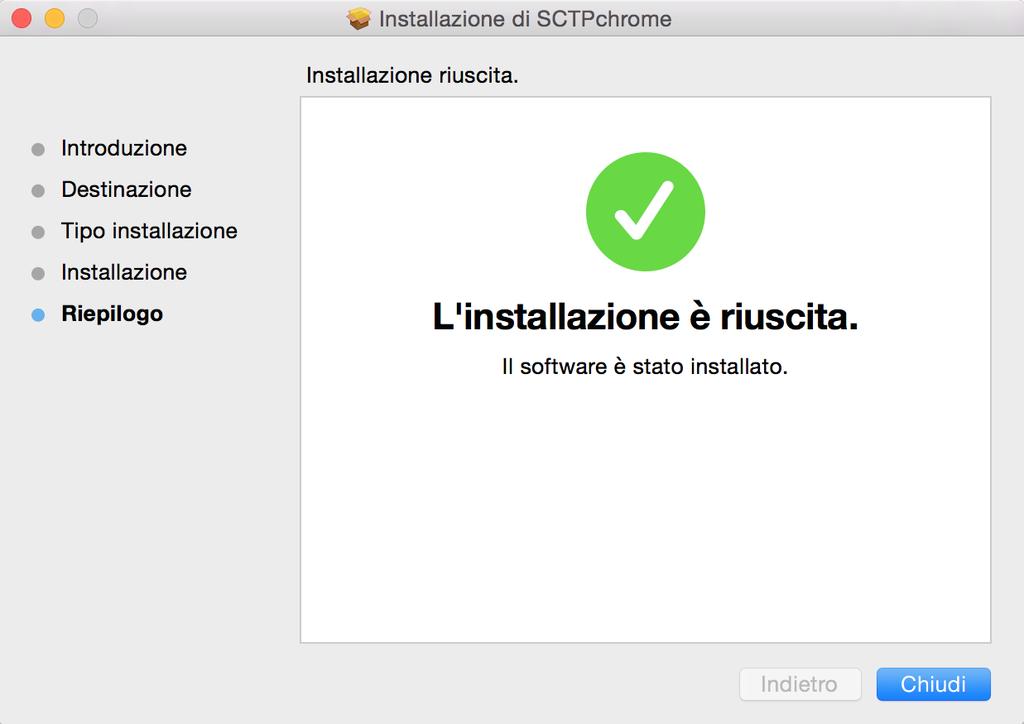 6) Al termine dell installazione verra mostrata una schermata di conferma installazione come